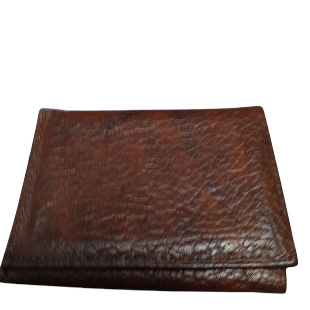 Amity Cowhide Men's Brown Pebbled Leather Trifold Wallet New Classic Casual